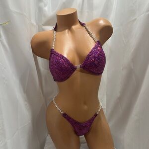Purple competition, Wellness bikini handmade NWT  34B small bottoms